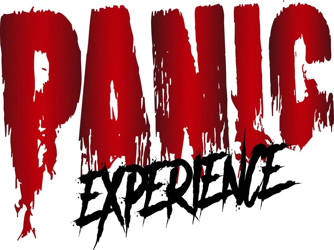 Logotipo Panic Experience con tipografía sangrante en rojo sobre blanco, marca de Túnel del Terror para eventos